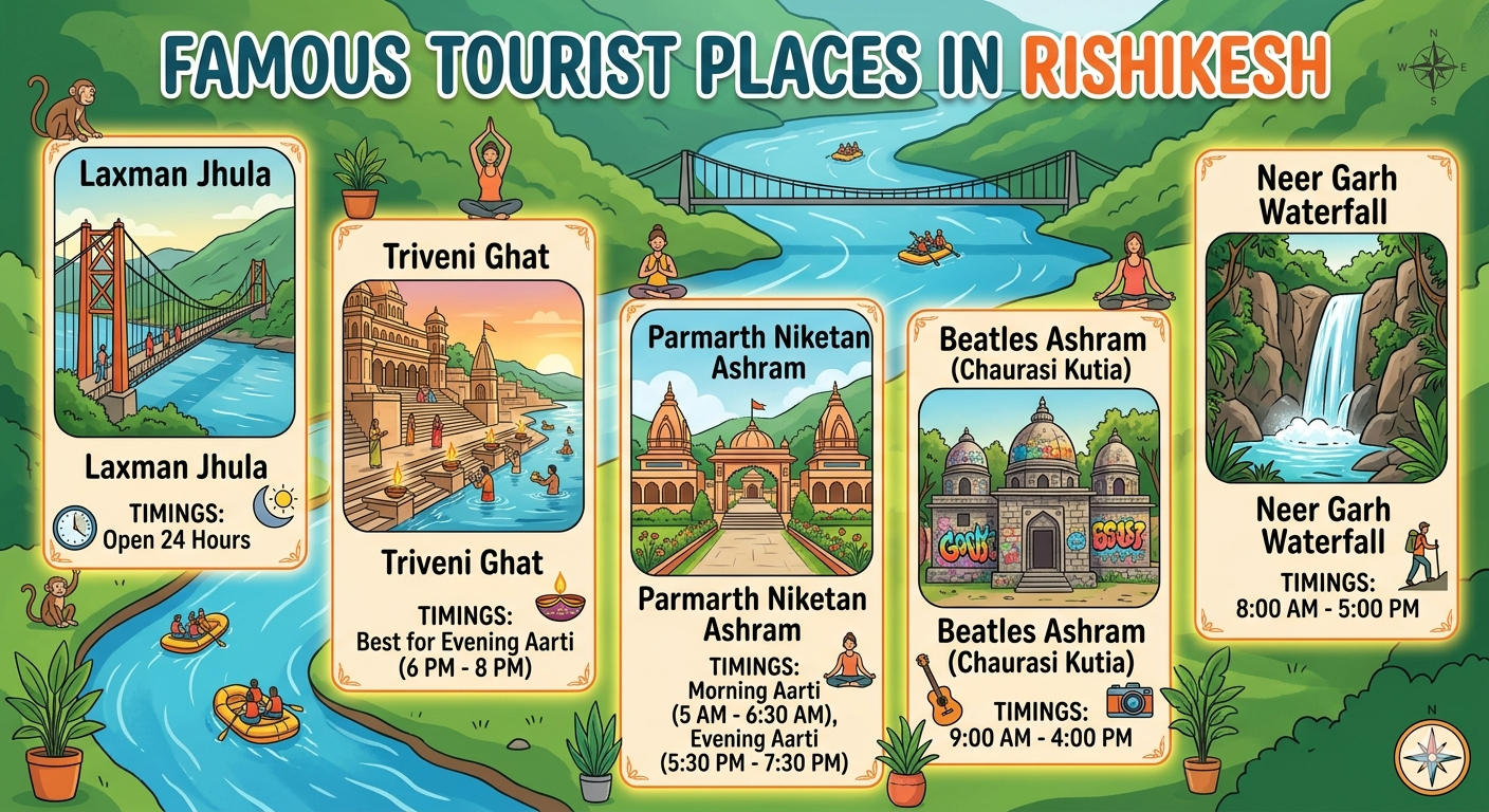 Famous Tourist Places in Rishikesh with Timings